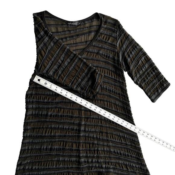 Cut Loose Lagenlook Art to Wear Asymmetric V Neck Olive Gray‎ Tunic Shirt S - Picture 8 of 9